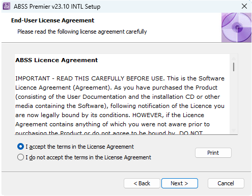 ABSS Premier End User Licence Agreement (EULA)